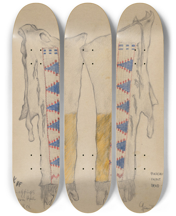Triptych art skateboard deck of George B Wally Leggings by George B Wally