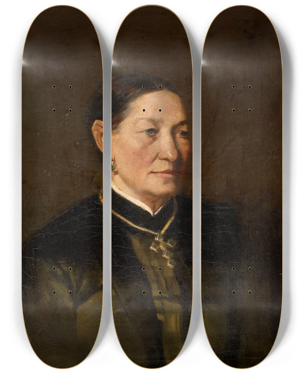 Triptych art skateboard deck of Charles Franois Felu Portrait Of A Woman by Charles Francois Felu