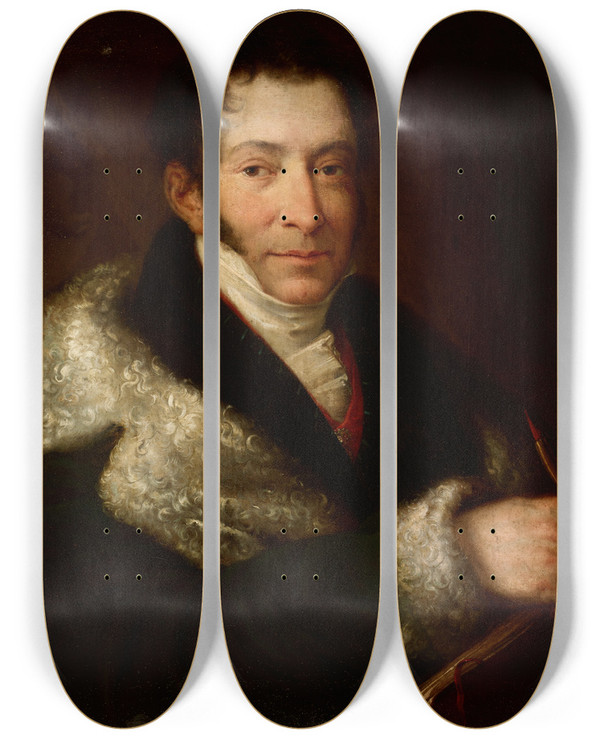 Triptych art skateboard deck of Rafa Hadziewicz Portrait Of Jzef Brodowski by Rafal Hadziewicz (1803-1886)
