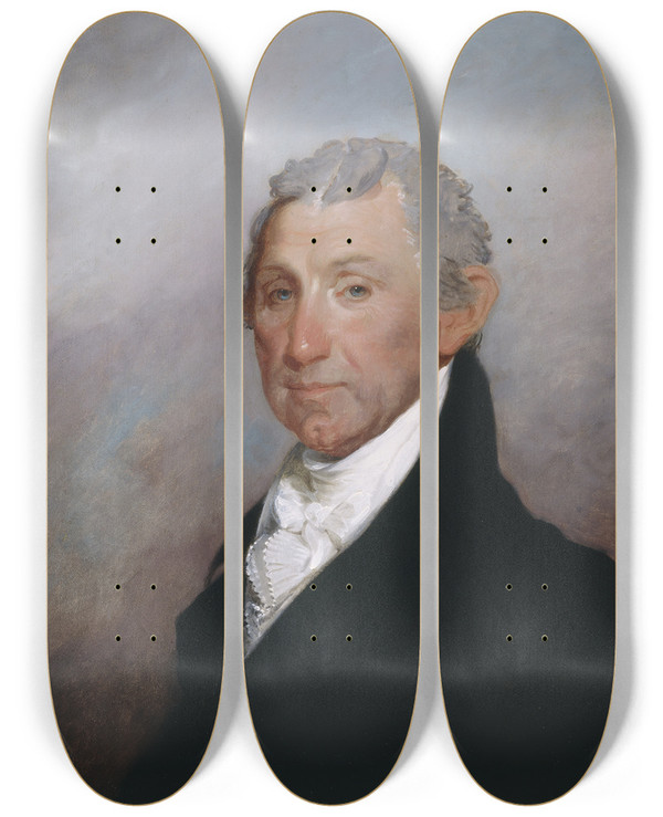 Triptych art skateboard deck of Gilbert Stuart James Monroe_1 by Gilbert Stuart (1755-1828)