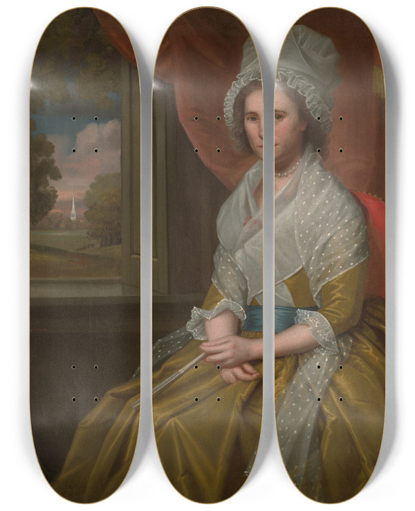 Triptych art skateboard deck of Ralph Earl Mary Sylvester Welles Davenport by Ralph Earl (1751-1801)
