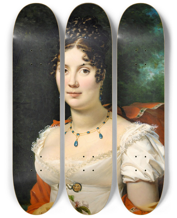 Triptych art skateboard deck of Franois Grard Portrait Of A Younglady by Francois Gerard (1770-1837)