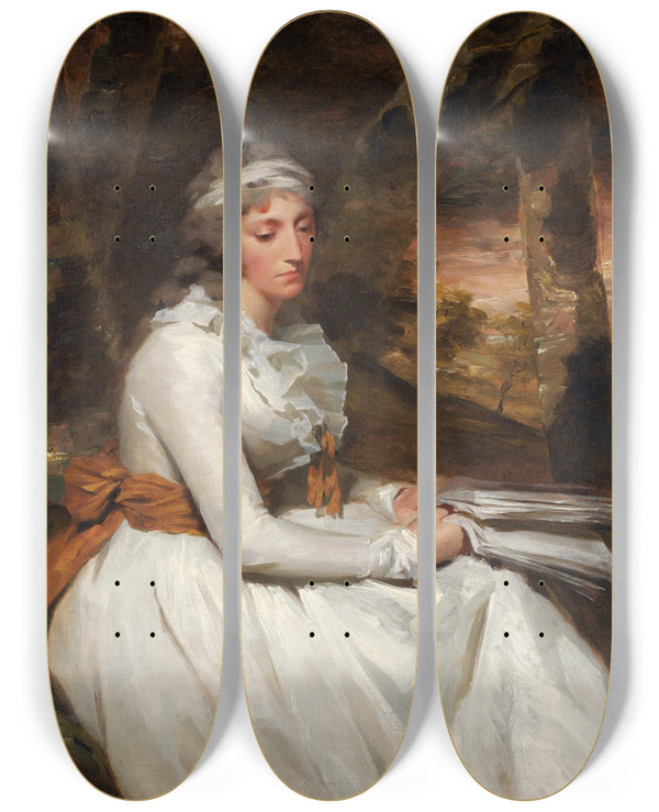 Triptych art skateboard deck of Sir Henry Raeburn Mrs Richard Alexander Oswald Louisa Johnston by Sir Henry Raeburn (1756-1823)