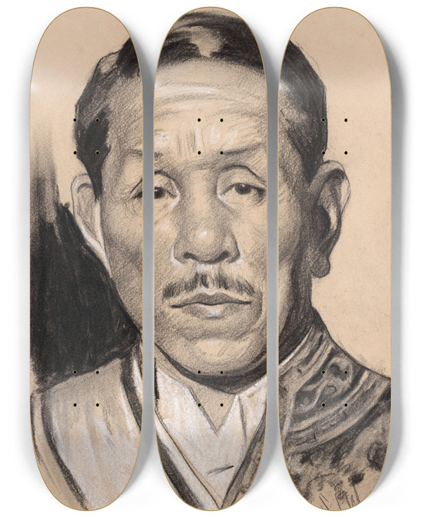 Triptych art skateboard deck of Samuel Johnson Woolf Koki Hirota by Samuel Johnson Woolf (1880-1948)