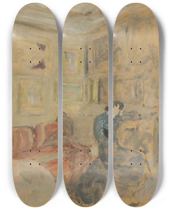 Triptych art skateboard deck of Douard Vuillard Madame Hessel Dans Son Petit Salon by douard Vuillard (1868-1940)