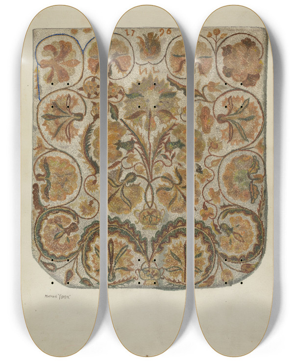 Triptych art skateboard deck of Michael Trekur Bedspread by Michael Trekur