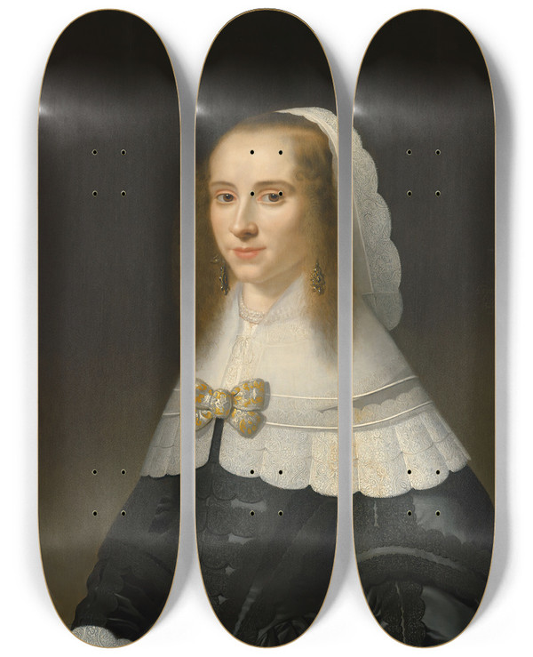 Triptych art skateboard deck of Jacob Willemsz Delff The Younger Portrait Of A Lady by Jacob Willemsz Delff The Younger (1619-1661)