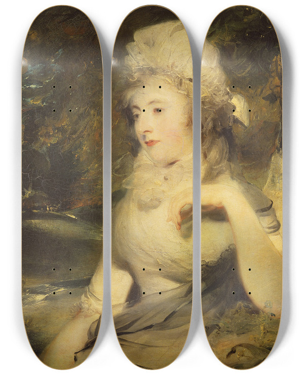 Triptych art skateboard deck of Sir Thomas Lawrence Portrait Of A Lady_5 by Sir Thomas Lawrence (1769-1830)