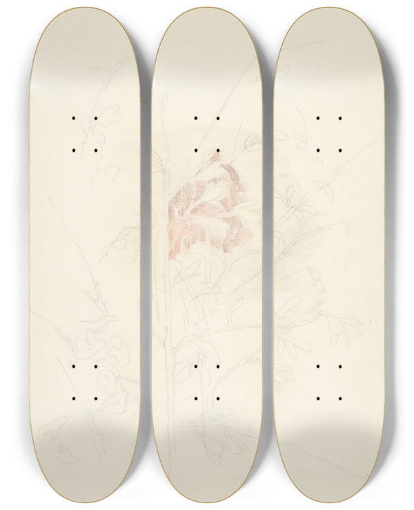 Triptych art skateboard deck of Charles Demuth Flower by Charles Demuth (1883-1935)