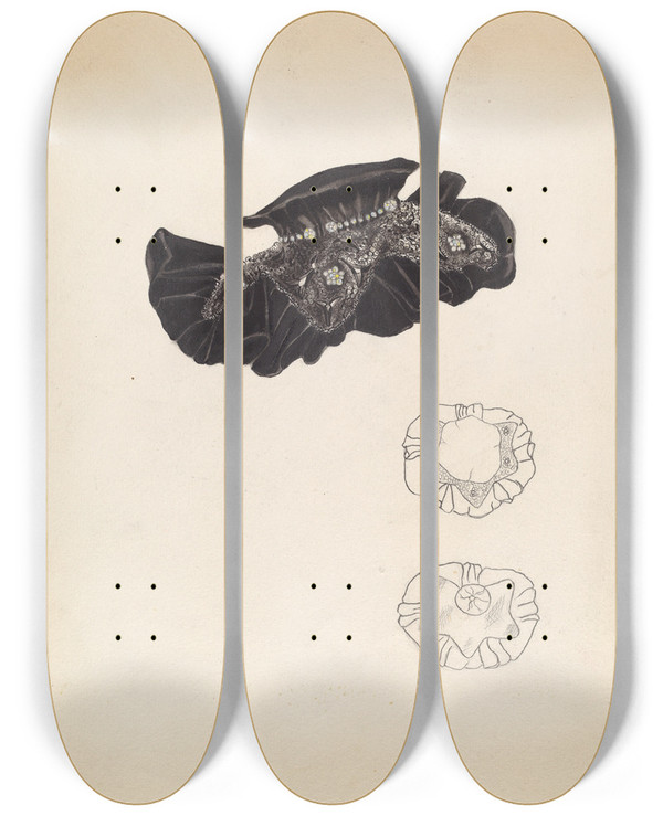 Triptych art skateboard deck of Hedwig Emanuel Hat_1 by Hedwig Emanuel