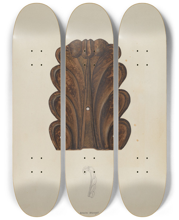 Triptych art skateboard deck of Erwin Stenzel Ornament by Erwin Stenzel