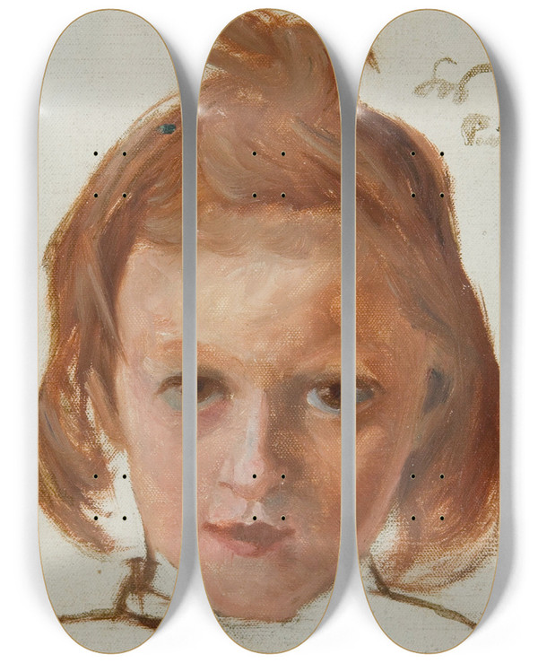 Triptych art skateboard deck of Stanisaw Wyspiaski Gowa Dziewczynki by Stanislaw Wyspianski (1869-1907)