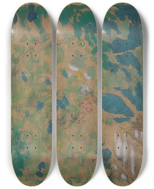 Triptych art skateboard deck of Douard Vuillard Le Jardin De La Closerie Des Gents by douard Vuillard (1868-1940)