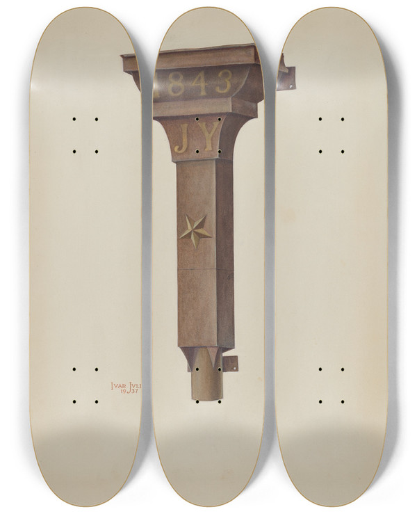 Triptych art skateboard deck of Ivar Julius Conductor Head by Ivar Julius