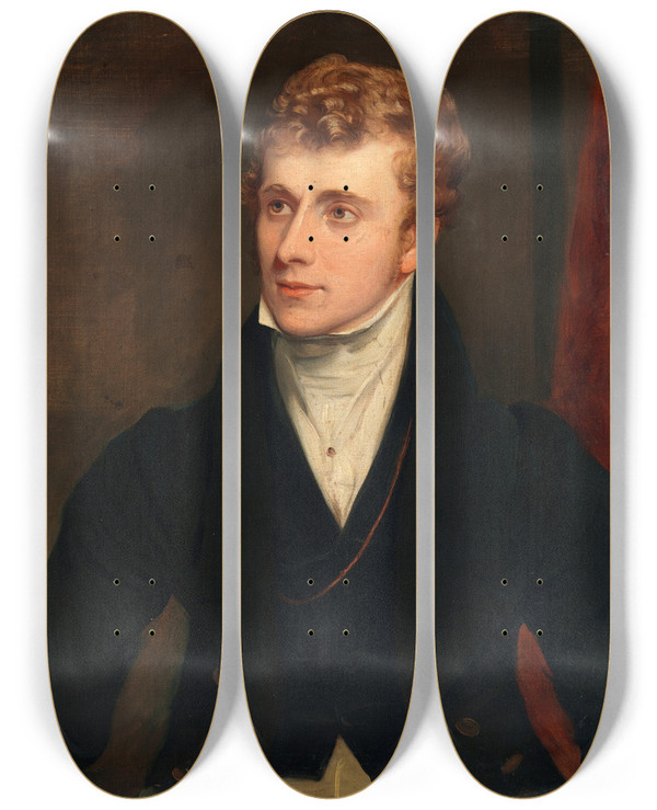 Triptych art skateboard deck of Thomas Clement Thompson Portrait Of Michael Banim 17961874 Author by Thomas Clement Thompson