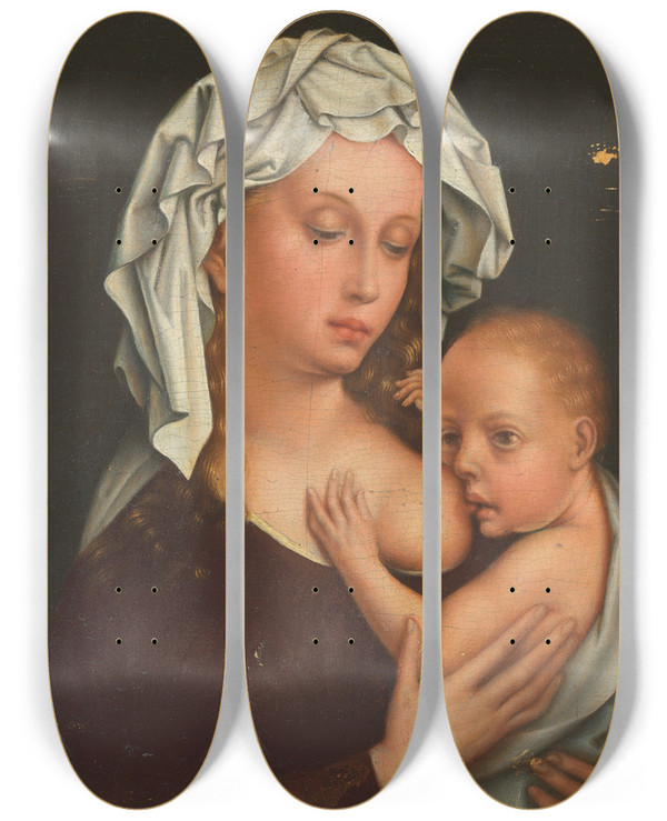 Triptych art skateboard deck of Follower Of Robert Campin The Virgin And Child by Follower Of Robert Campin (1375-1444)
