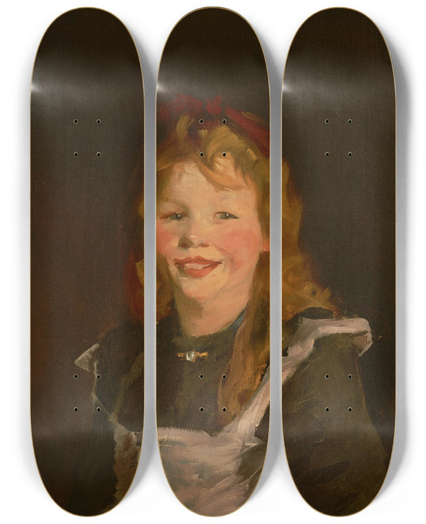 Triptych art skateboard deck of Robert Henri Dutch Girl by Robert Henri (1865-1929)