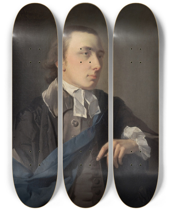 Triptych art skateboard deck of Tilly Kettle William Later Dr Vyse by Tilly Kettle (1735-1786)
