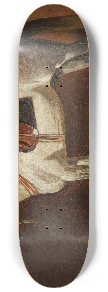 Emil Volkers - A Saddled White Horse in a Stable 8.25 inch art skate deck