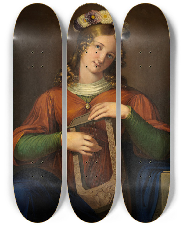 Triptych art skateboard deck of Sophie Reinhard Die Heilige Ccilie by Sophie Reinhard