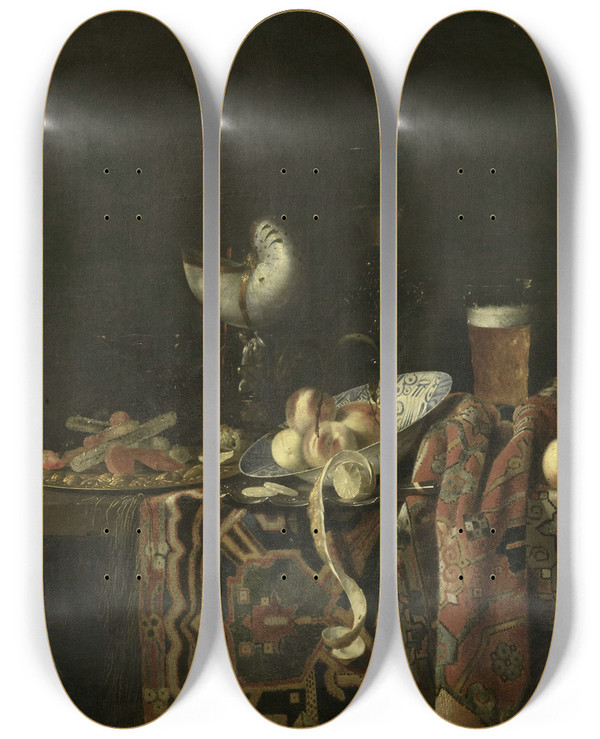 Triptych art skateboard deck of Georg Hainz Still Life_2 by Georg Hainz (1630-1688)