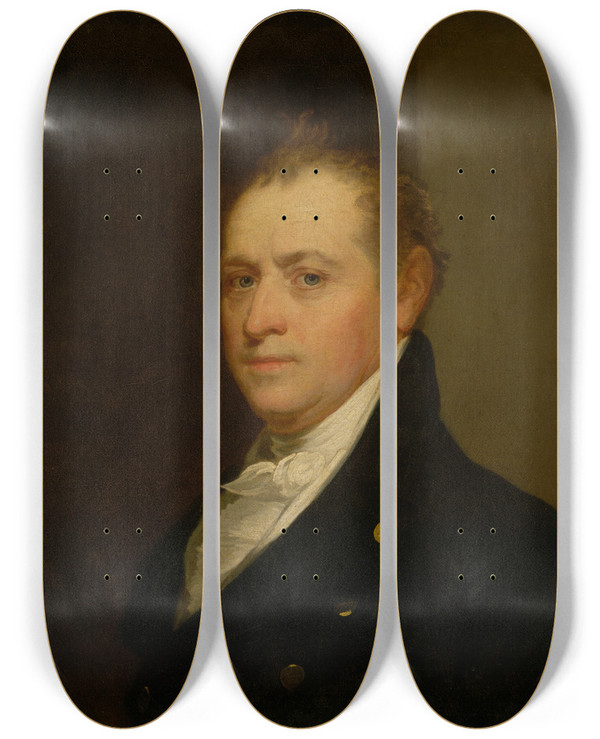 Triptych art skateboard deck of John Vanderlyn Oliver Wolcott Jr by John Vanderlyn (1775-1852)