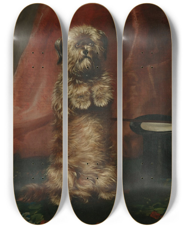 Triptych art skateboard deck of Henry Barraud Sit Up Sir Ginger by Henry Barraud (1811-1874)
