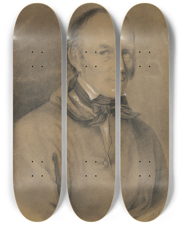 Triptych art skateboard deck of Joseph Gnther Brustbild Des Malers Veit Hanns Schnorr Von Carolsfeld by Joseph Gunther