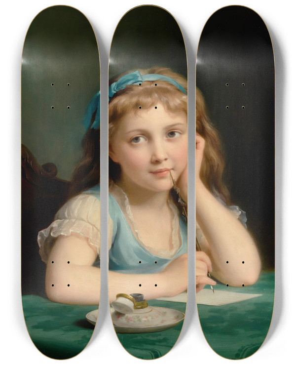 Triptych art skateboard deck of Fritz Zuberbhler Reverie by Fritz Zuber-Bhler (1822-1896)