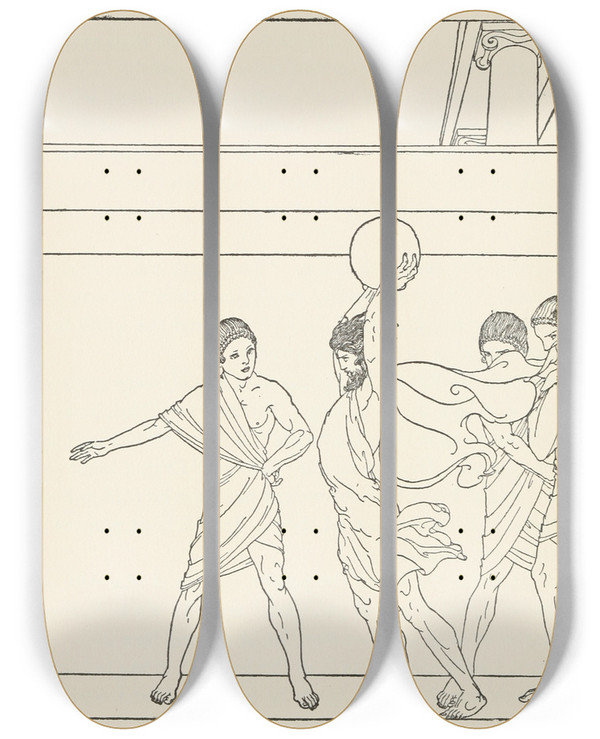 Triptych art skateboard deck of Padraic Colum The Childrens Homer Pl 36 by Padraic Colum (1881-1972)