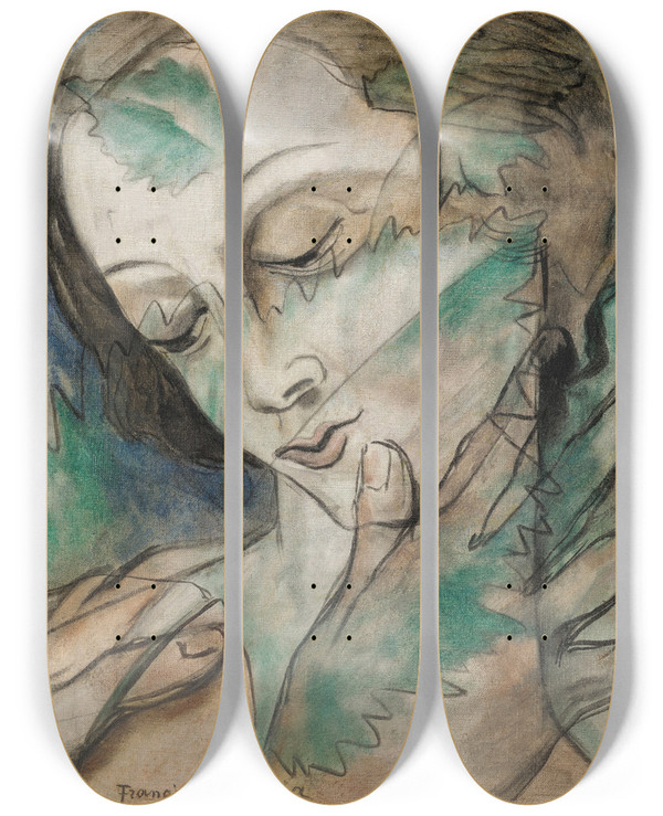 Triptych art skateboard deck of Francis Picabia Untitled_1 by Francis Picabia (1879-1953)
