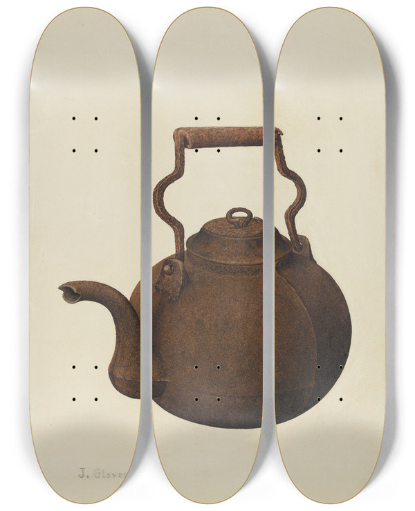 Triptych art skateboard deck of Joseph Glover Kettle by Joseph Glover