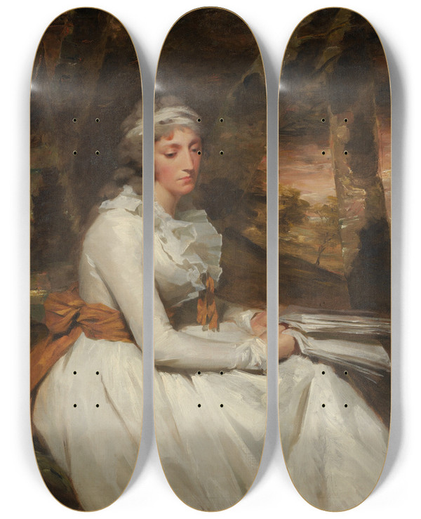 Triptych art skateboard deck of Sir Henry Raeburn Mrs Richard Alexander Oswald by Sir Henry Raeburn (1756-1823)