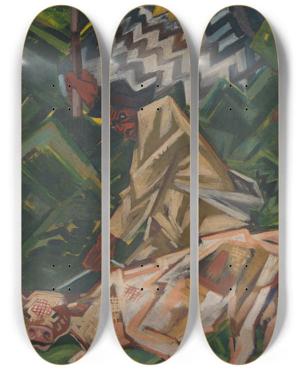 Triptych art skateboard deck of Arnold Peter Weiszkubnan Protive by Arnold Peter Weisz-Kubnan (1898-1944)