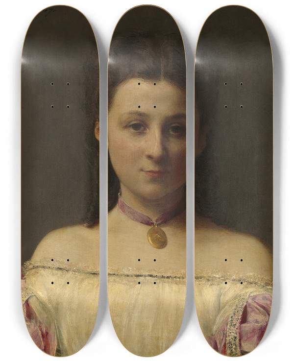Triptych art skateboard deck of Henri Fantinlatour Mademoiselle De Fitzjames by Henri Fantin-Latour (1836-1904)