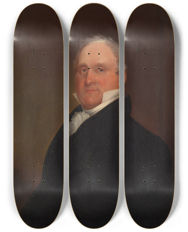 Triptych art skateboard deck of Chester Harding The Honorable James Lanman by Chester Harding (1792-1866)