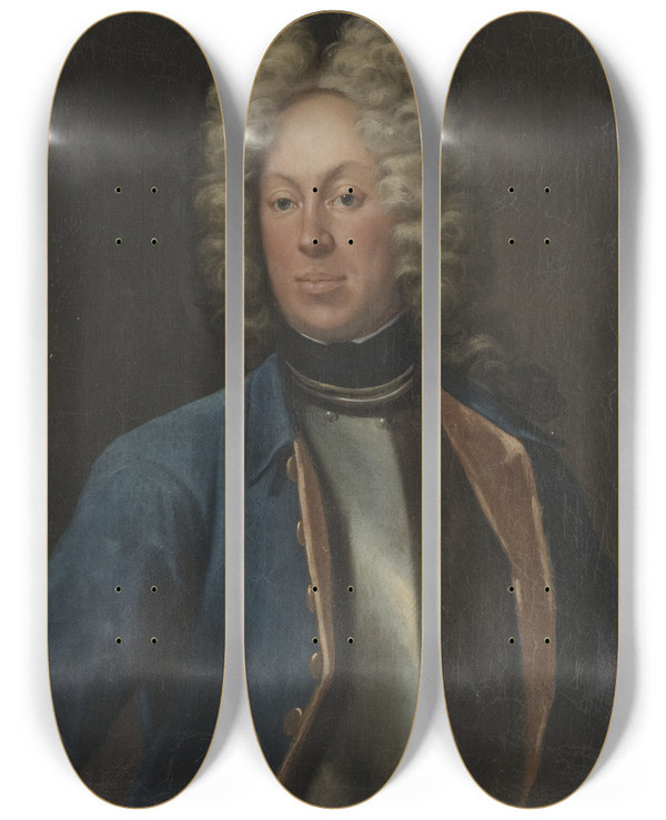 Triptych art skateboard deck of Johann Heinrich Wedekind Portrait Of Olof Strmstierna_2 by Johann Heinrich Wedekind