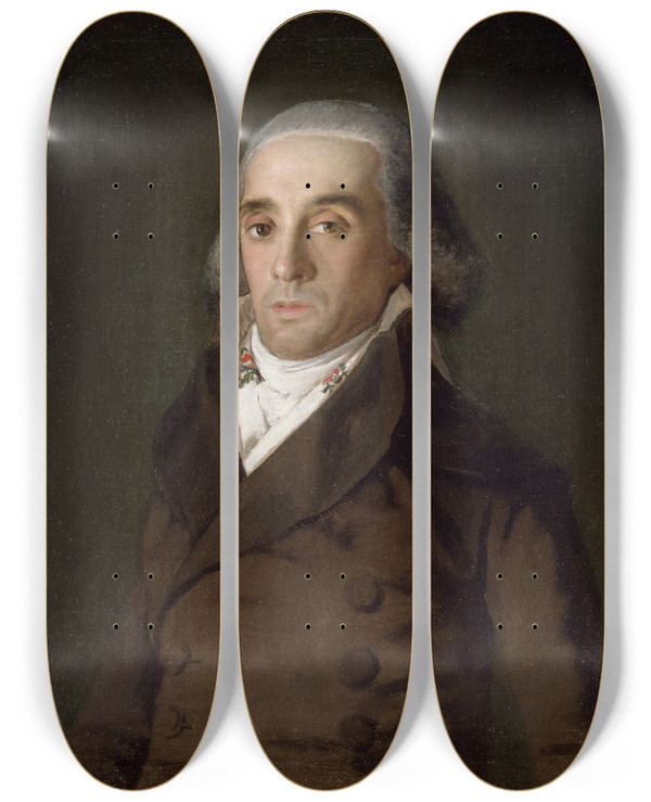 Triptych art skateboard deck of Francisco De Goya El Conde Del Tajo by Francisco de Goya (1746-1828)