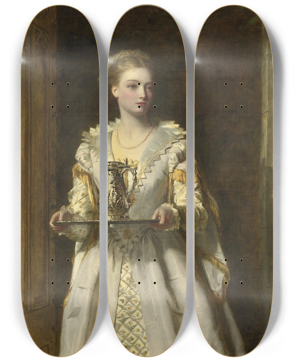 Triptych art skateboard deck of William Powell Frith Gabrielle Destres by William Powell Frith (1819-1909)