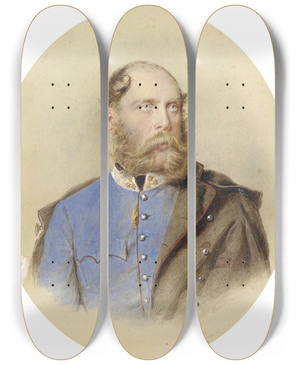 Triptych art skateboard deck of Josef Kriehuber Portrt Erzherzog Carl Ludwig by Josef Kriehuber (1800-1876)