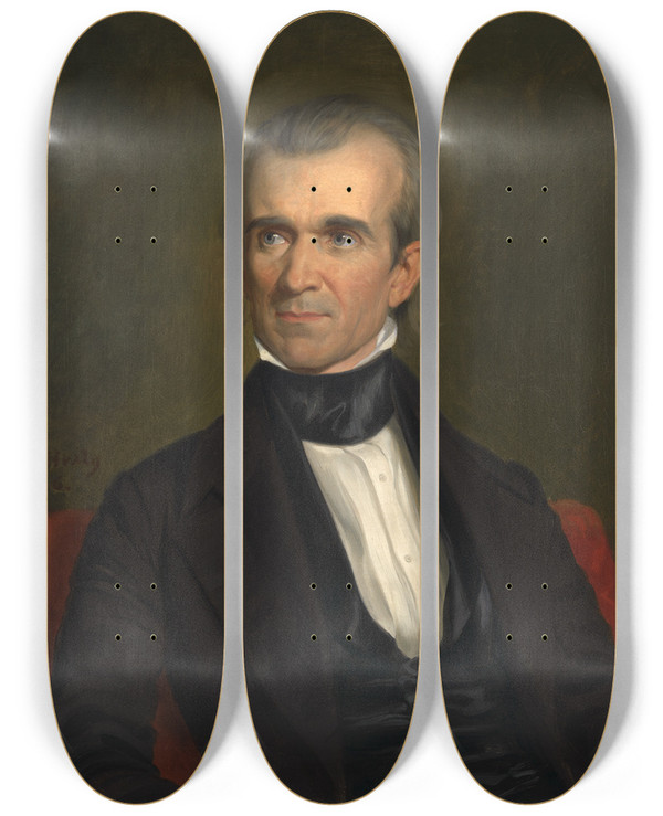 Triptych art skateboard deck of George Peter Alexander Healy James Knox Polk_2 by George Peter Alexander Healy (1813-1894)