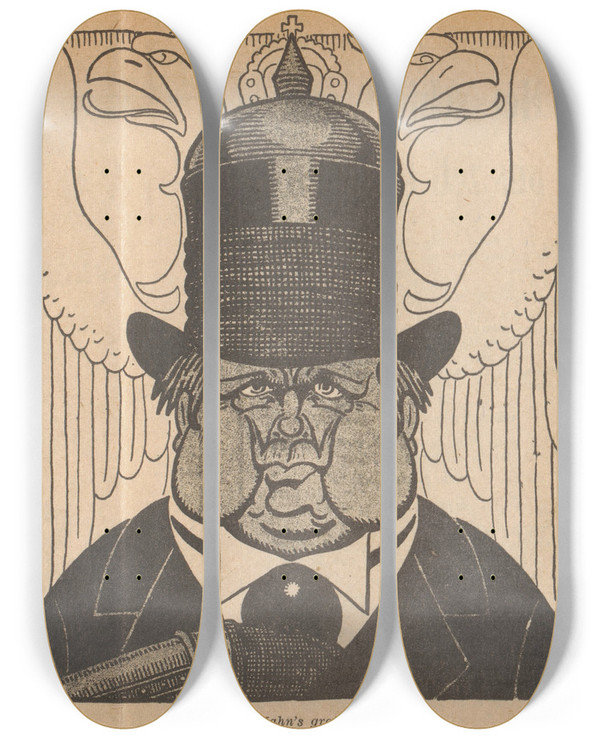 Triptych art skateboard deck of Albert Hahn Kuyper Hahns Grote Doelwit by Albert Hahn (1877-1918)