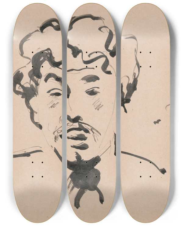 Triptych art skateboard deck of Cyprin Majernk Skicr_11 by Cyprian Majernik (1909-1945)