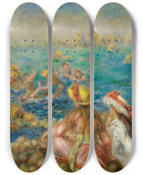 Triptych art skateboard deck of Pierreauguste Renoir Baigneuses by Pierre-Auguste Renoir (1841-1919)