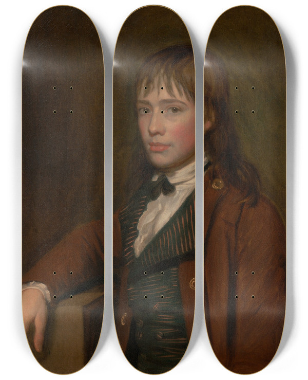 Triptych art skateboard deck of John Opie Thomas Abraham Of Gurrington Devon by John Opie (1761-1807)