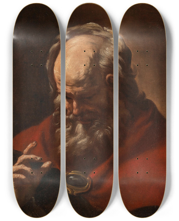 Triptych art skateboard deck of Giovanni Battista Beinaschi God The Father Blessing by Giovanni Battista Beinaschi (1636-1688)