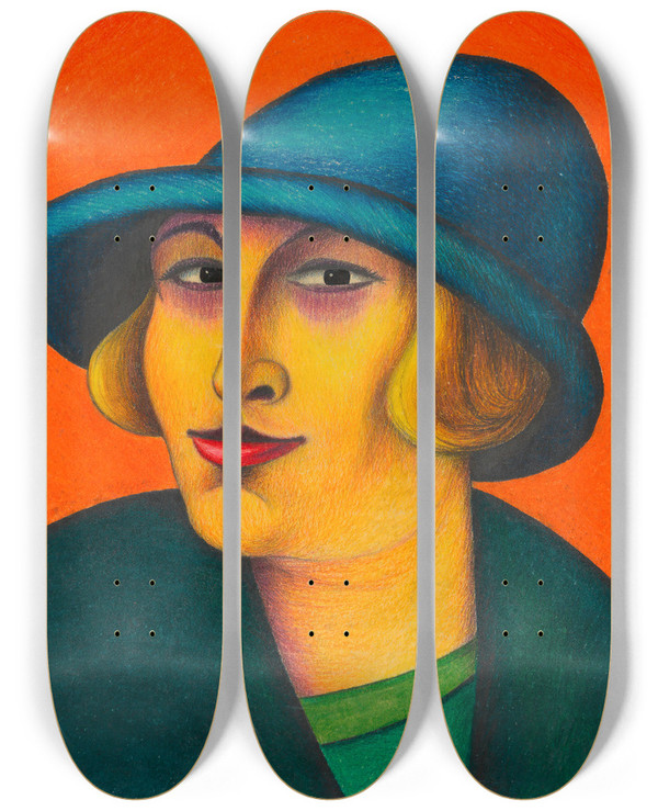 Triptych art skateboard deck of Karl Wiener Weib by Karl Wiener (1901-1949)