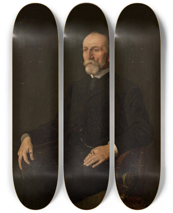 Triptych art skateboard deck of Stanisaw Lentz Portrait Of Wadysaw Bogusawski by Stanislaw Lentz (1861-1920)