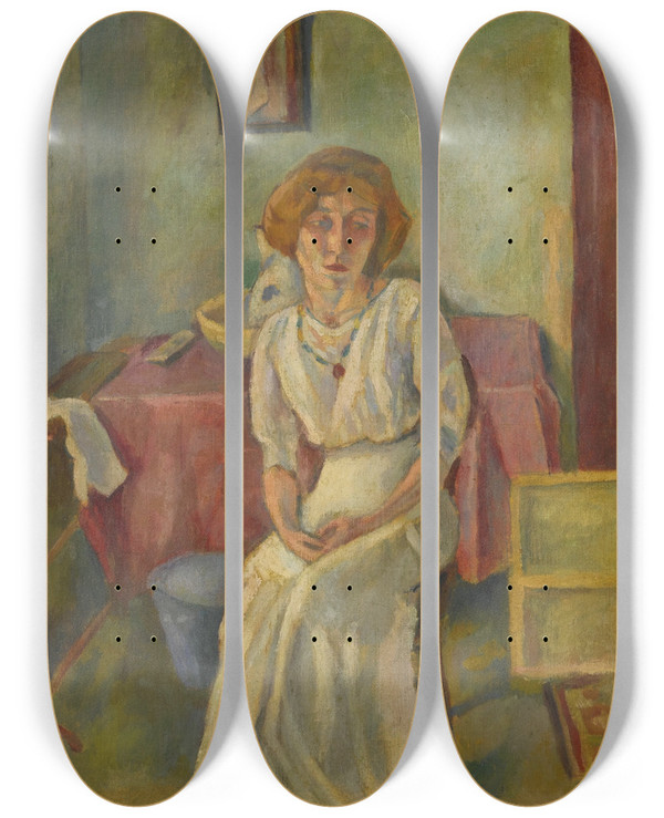 Triptych art skateboard deck of Jules Pascin Hermine David Latelier by Jules Pascin (1885-1930)