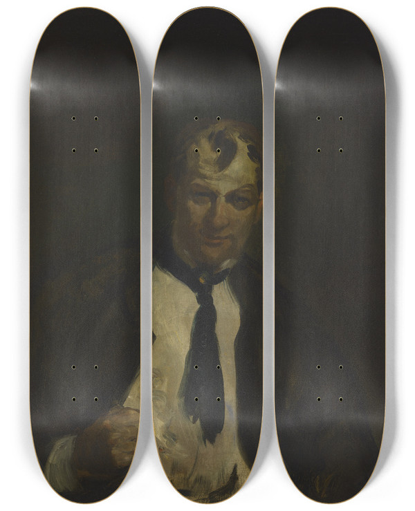 Triptych art skateboard deck of William James Glackens George Benjamin Luks by William James Glackens (1870-1938)